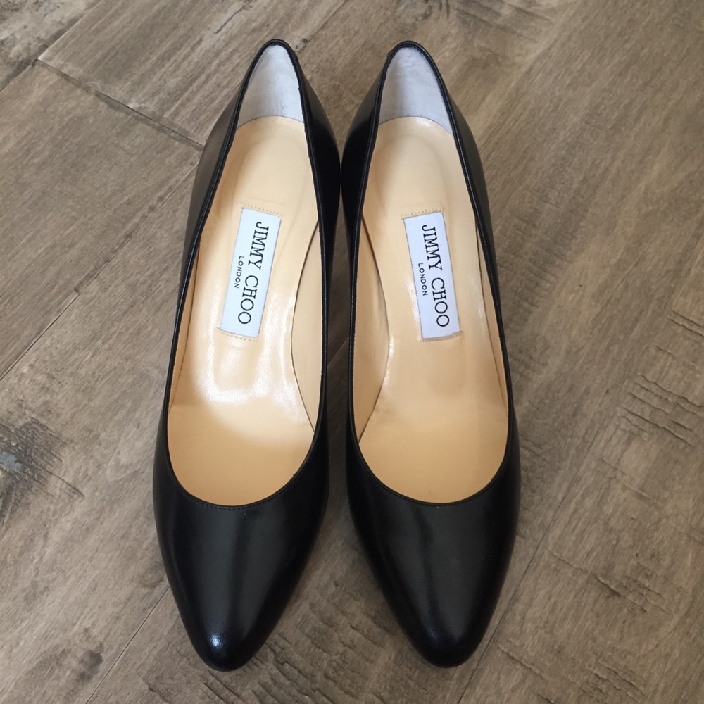 Jimmy Choo Irena Kid Leather Pumps, Black, Size 36.5